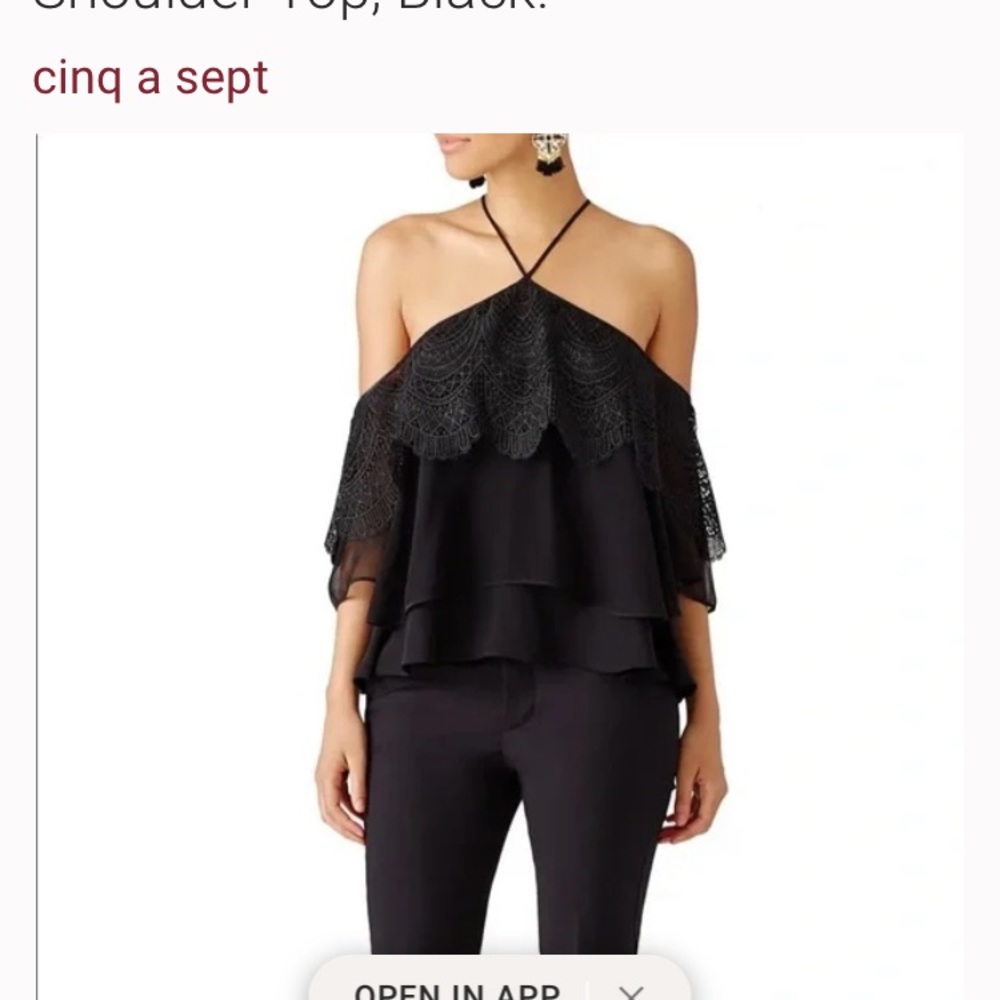 Cinq a sept cold shoulder floral lace tiered top med